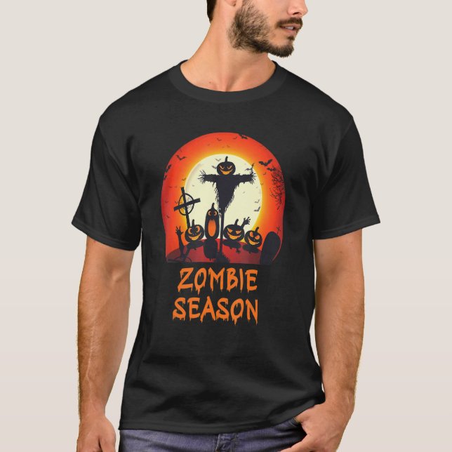 Camiseta Zombie Season Moonlit Scary Graveyard Kids A (Frente)