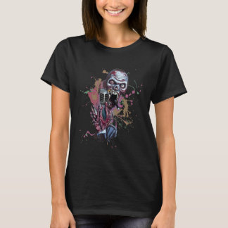 Camiseta Zombie  Singing Microphone Metal Rock Music Horror