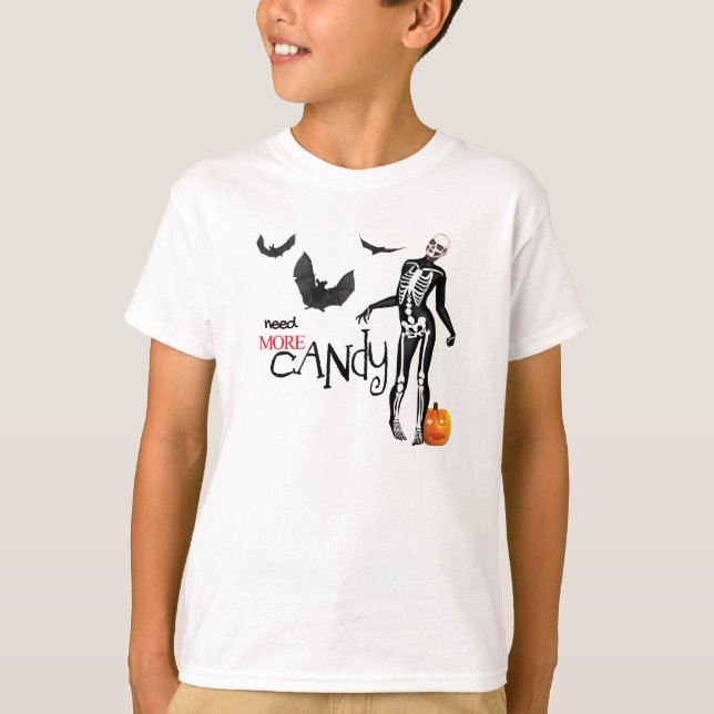 Camiseta Zombie Skeleton e Bats Halloween (Frente)
