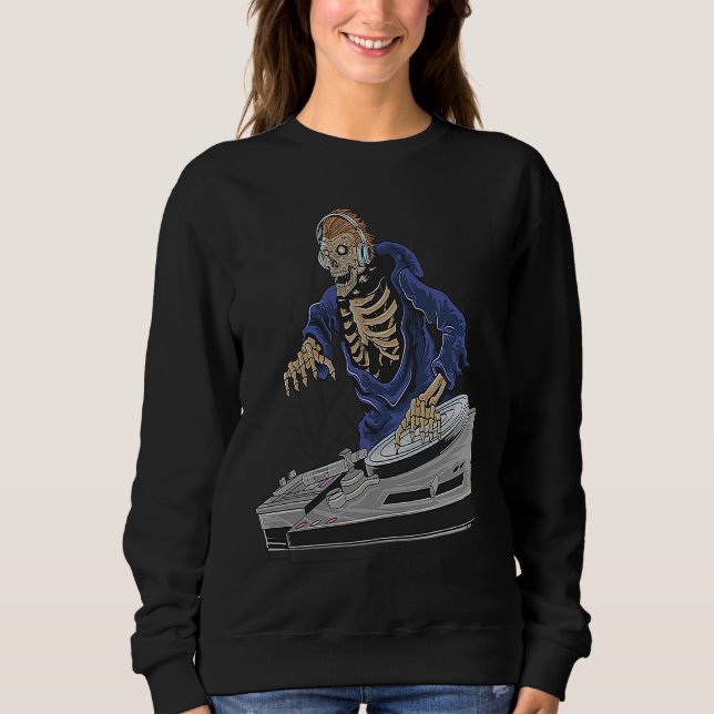 Camiseta Zombie Skeleton Halloween DJ (Frente)