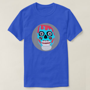 CAMISETA ZOMBIE SKULL VERMELHO E AZUL