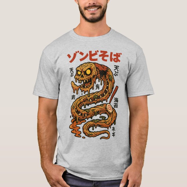 Camiseta Zombie Soba Noodles - Serepe do Terror Japonês Can (Frente)