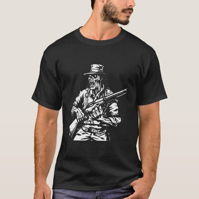 Camiseta Zombie - Soldado Zombie do Monstro das Halloween (Frente)