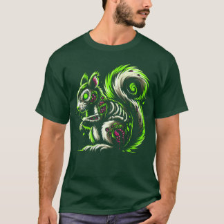 Camiseta Zombie Squirrel Dark Halloween Horror Skeleton Cre