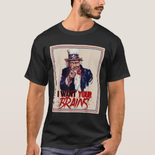 Camiseta Zombie Tio Sam Eu Quero O Seu Cérebro Halloween