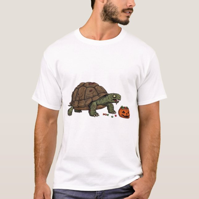 Camiseta Zombie Turtle Candy Crawl - Spooky Slow Halloween  (Frente)