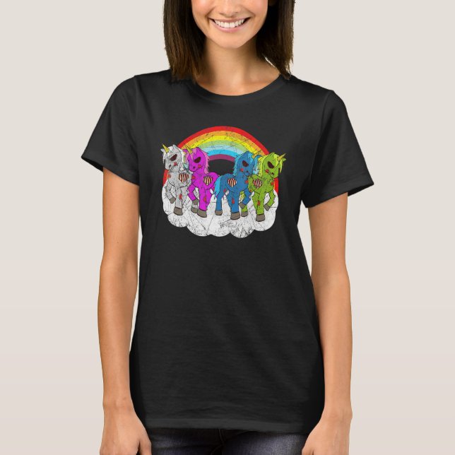 Camiseta Zombie Unicorn Apocalypse Creatures Halloween Zomb (Frente)