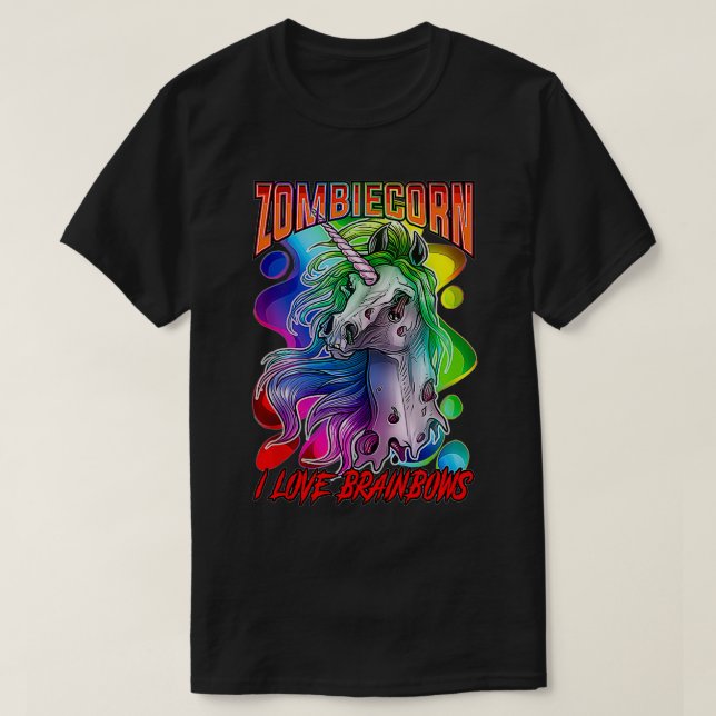 Camiseta Zombie Unicorn Gótico Zombiecorn Oferece Presentes (Frente do Design)