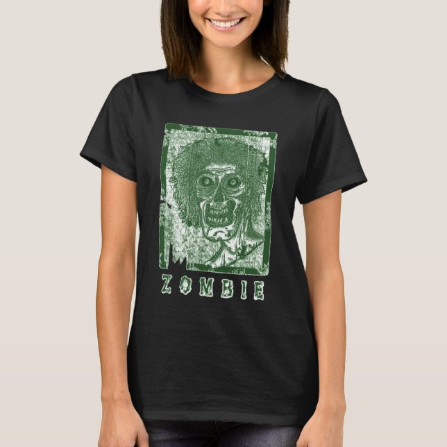 Camiseta Zombie-Verde Branco Distante (Frente)