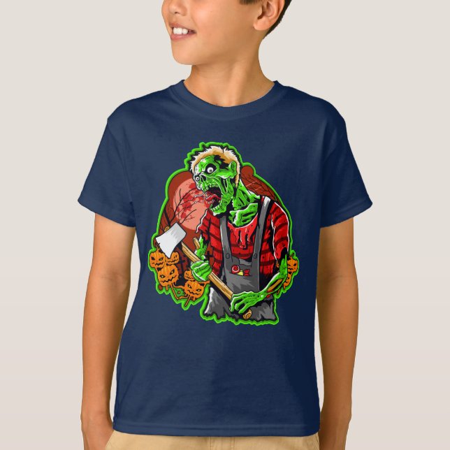 Camiseta Zombie Verde Engraçado no Halloween (Frente)
