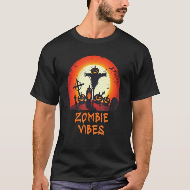 Camiseta Zombie Vibes Moonlit Graveyard Scary Boys Ad (Frente)