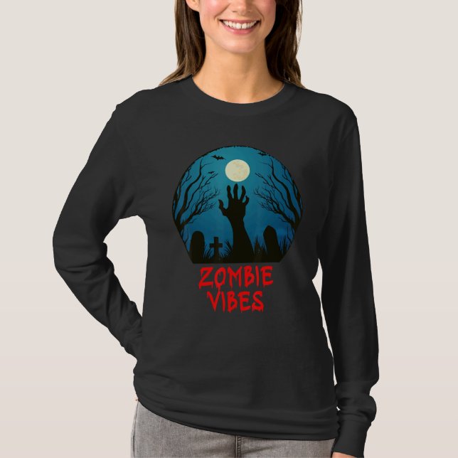 Camiseta Zombie Vibes Moonlit Graveyard  Scary Kids Boys Ad (Frente)
