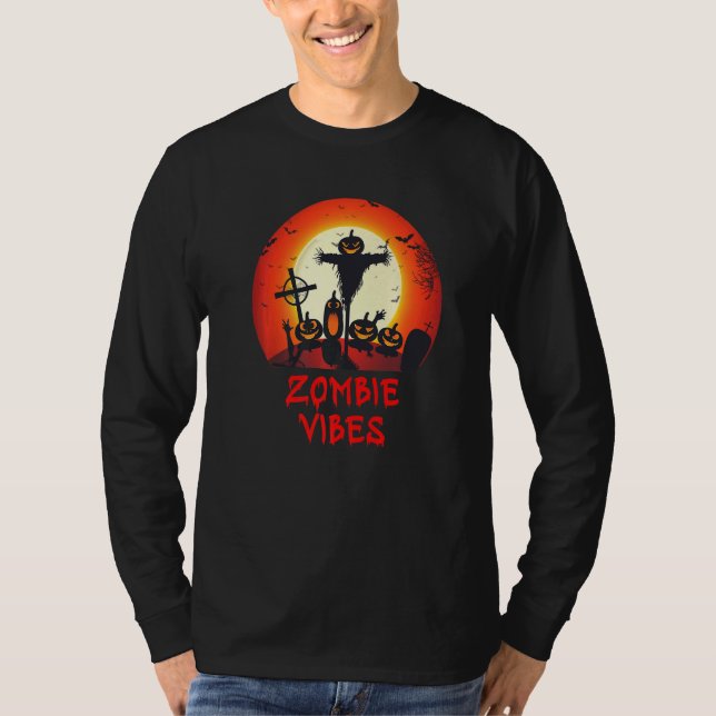 Camiseta Zombie Vibes Moonlit Graveyard  Scary Kids Boys Ad (Frente)