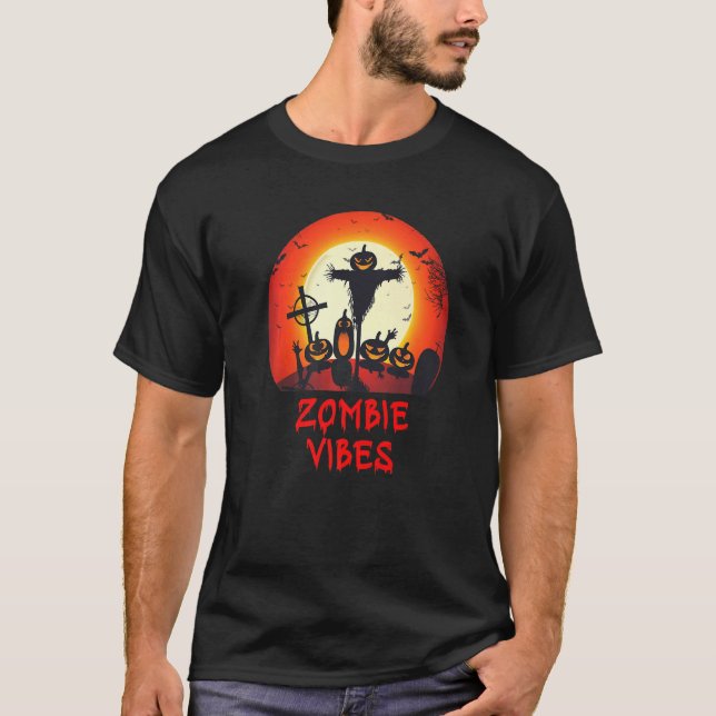 Camiseta Zombie Vibes Moonlit Graveyard  Scary Kids Boys Ad (Frente)