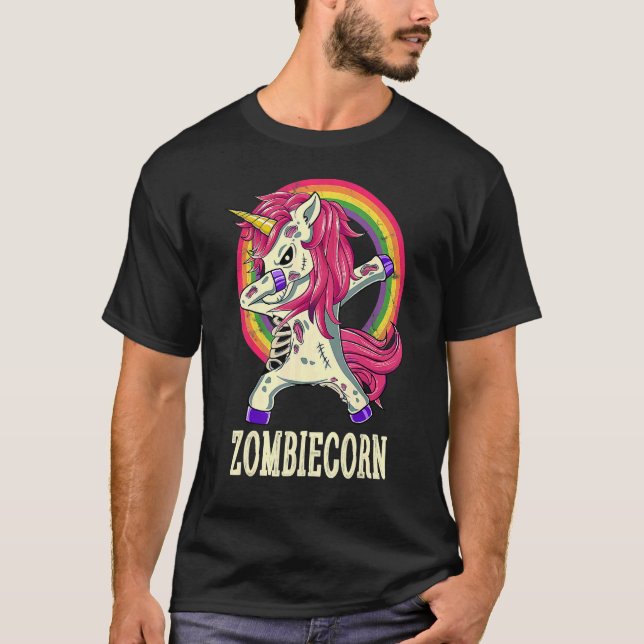 Camiseta Zombiecorn Zombie Unicorn Dabbing Dance Hallowee (Frente)