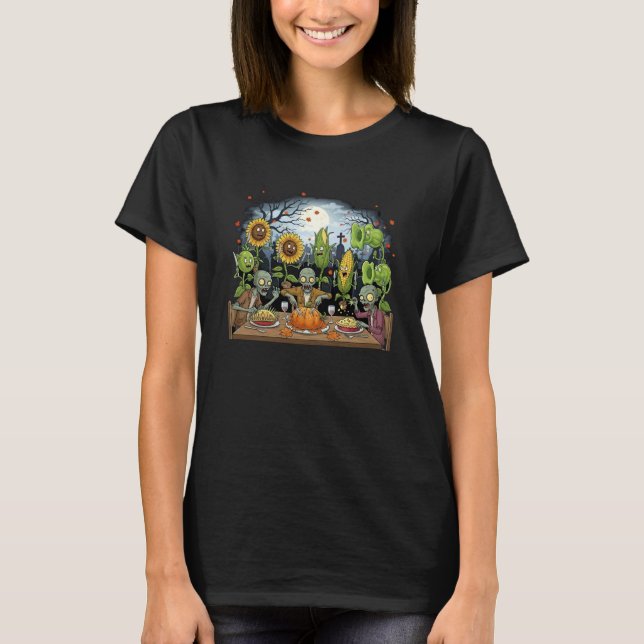 Camiseta Zombies and Plants Thanksgiving (Frente)