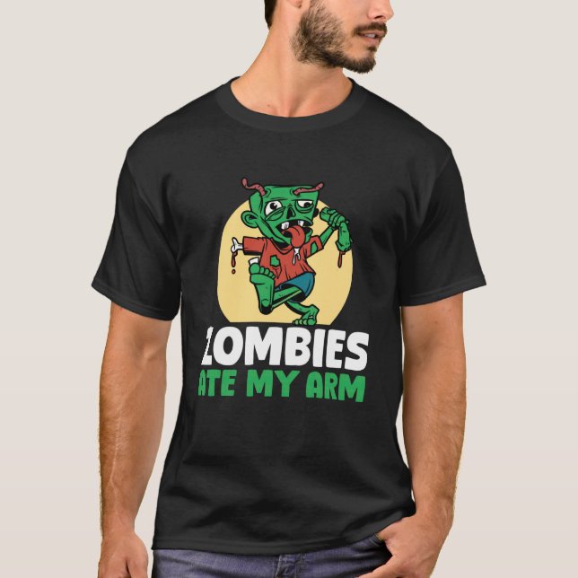 Camiseta Zombies Ate My Arm Halloween Arm Replacement Surge (Frente)