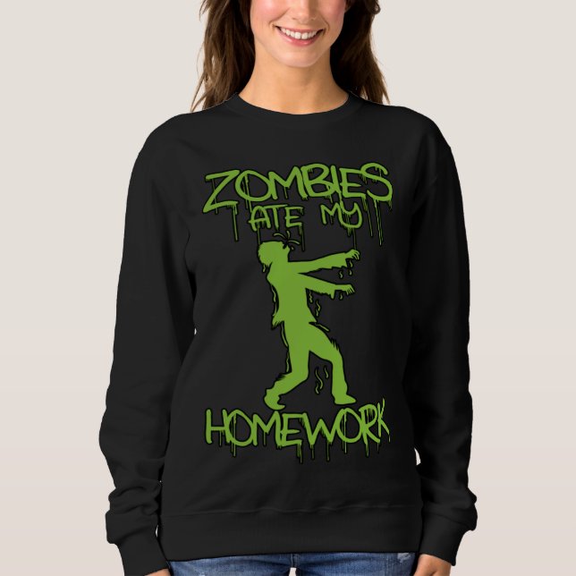 Camiseta Zombies ate my Homework   Halloween or School (Frente)