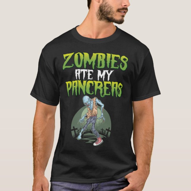 Camiseta Zombies Ate My Pancreas Diabetes Awareness Hallowe (Frente)