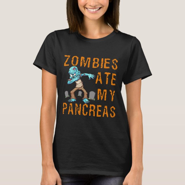Camiseta Zombies Ate My Pancreas - Fun Diabetes  (Frente)