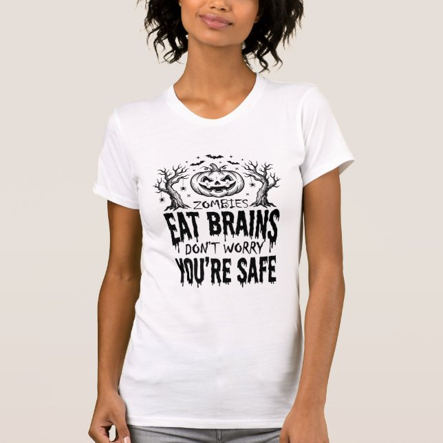 Camiseta Zombies Comem Cérebros Design de Vetor Engraçado d (Frente)