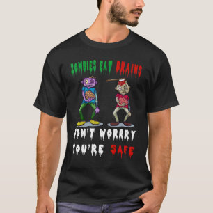Camiseta zombies comem cérebros não se preocupem se estão s