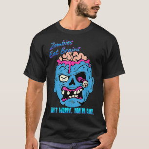 Camiseta Zombies Comem Cérebros Para Você Estar Seguro, N