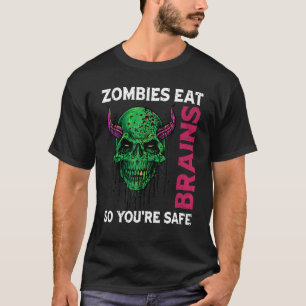 Camiseta Zombies comem cérebros para você ser um humor sarc