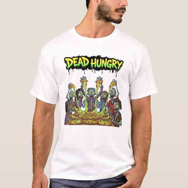 Camiseta Zombies comendo pizza (Frente)