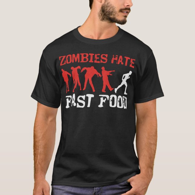 Camiseta Zombies Corridas Que Odeiam Zombie de Comida Rápid (Frente)