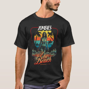 Camiseta Zombies do horror dos mortos-vivos na Praia