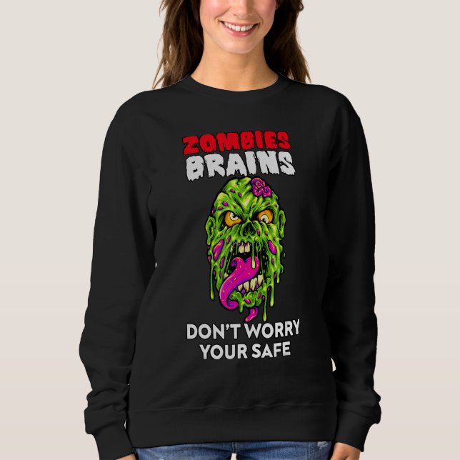 Camiseta Zombies Eat Brains Don't Worry Your Safe  Hallowee (Frente)