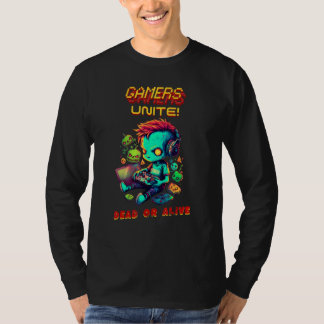 Camiseta Zombies Gamers Unem Jogo de Arcade Jogador Virtual