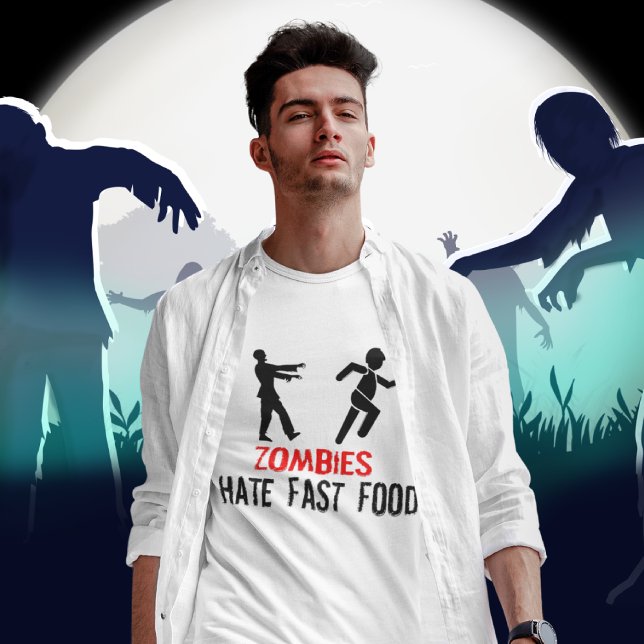 CAMISETA ZOMBIES ODEIAM COMIDA RÁPIDA (Funny zombie shirt, great for Halloween)