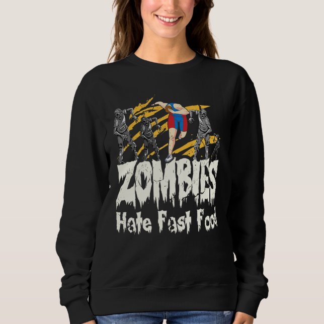 Camiseta Zombies Odeiam Comida Rápida Eu Halloween Correndo (Frente)