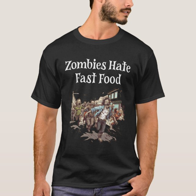 Camiseta Zombies odeiam Dia de as Bruxas engraçado de Comid (Frente)