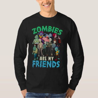 Camiseta Zombies São Meu Amigo Fantasia de Halloween Crianç
