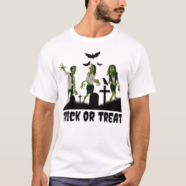 Camiseta Zombies Trick ou Tratar Design (Frente)