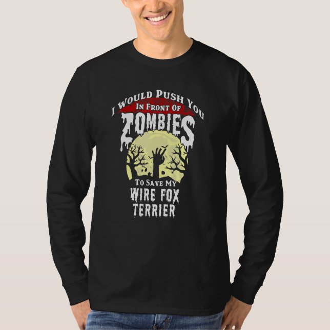Camiseta Zombies Wire Fox Terrier Spooky Halloween (Frente)