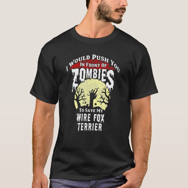 Camiseta Zombies Wire Fox Terrier Spooky Halloween (Frente)