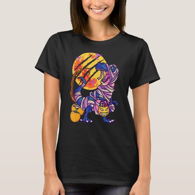 Camiseta Zombiesaurus T Rex Dinossaur Halloween Zombi (Frente)