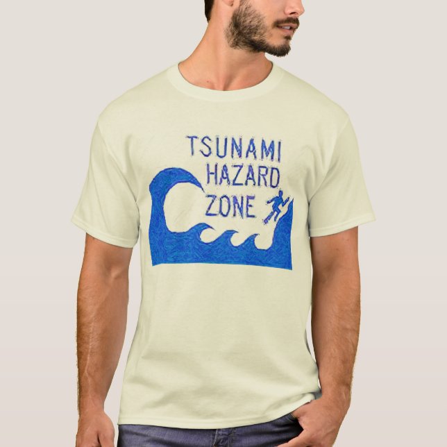 Camiseta Zona do perigo do tsunami (Frente)