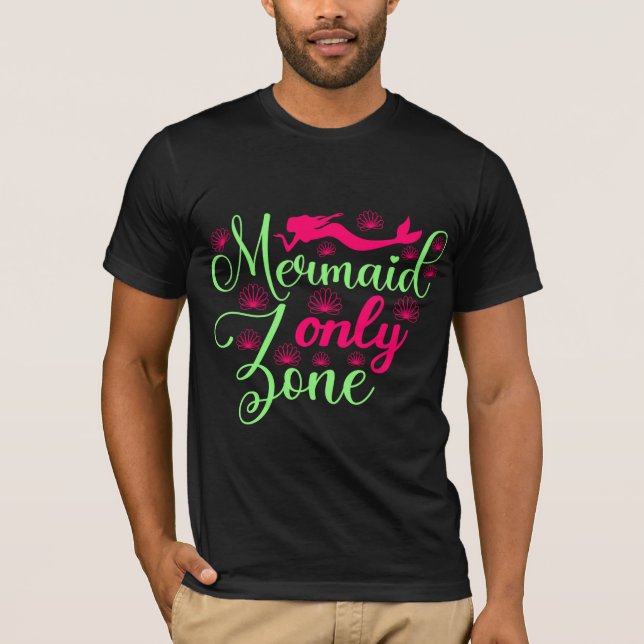 Camiseta Zona Somente Sereia de Rosa Quente e Neon Verde (Frente)