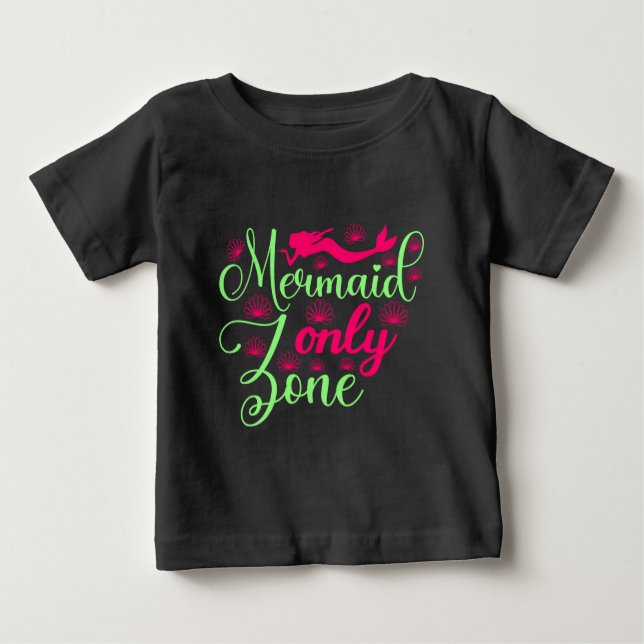 Camiseta Zona Somente Sereia de Rosa Quente e Neon Verde (Frente)