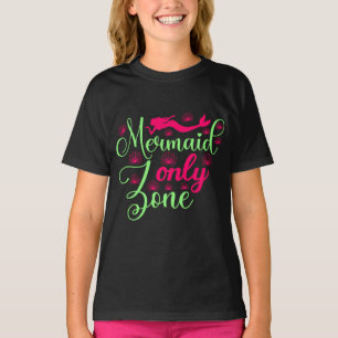 Camiseta Zona Somente Sereia de Rosa Quente e Neon Verde