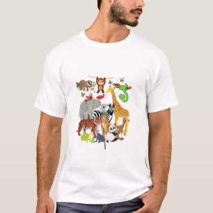 Camiseta Zoo Animais de Festa de aniversário Selvagem Zoo D