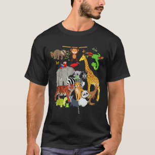 Camiseta Zoo Animais de Festa de aniversário Selvagem Zoo D