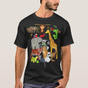 Camiseta Zoo Animais de Festa de aniversário Selvagem Zoo D