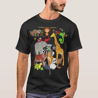 Camiseta Zoo Animais de Festa de aniversário Selvagem Zoo D