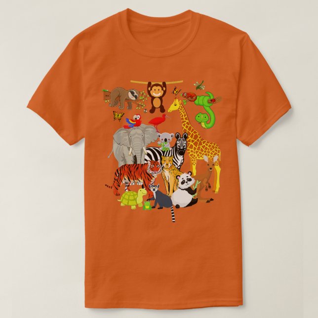 Camiseta Zoo Animais de Festa de aniversário Selvagem Zoo D (Frente do Design)
